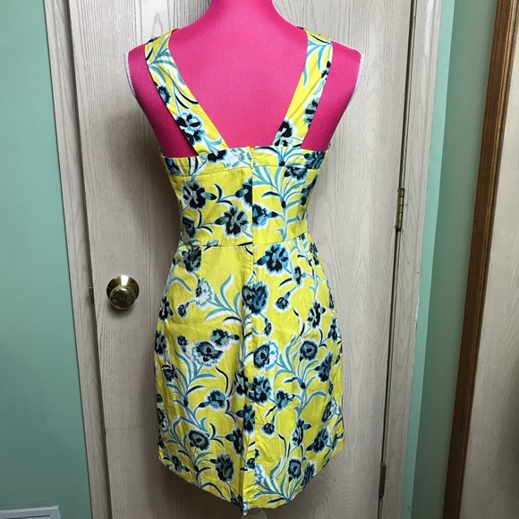 Topshop Sunshine Yellow and Blue Floral Dress Sz 8 - Picture 3 of 5